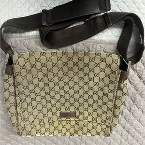 Gucci Beige and Brown Patterned Messenger Bag